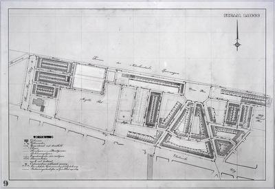853511 Plattegrond van een deel van de stad Utrecht (het gebied tussen de Thomas à Kempisweg/ spoorlijn/ H.J. ...